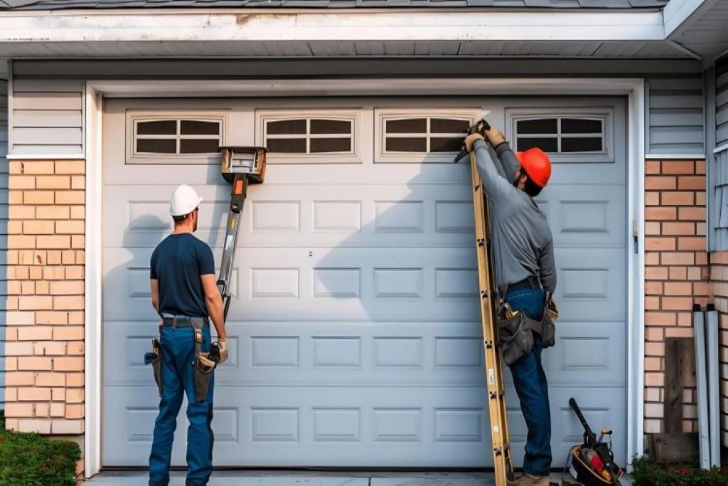 Emergency garage door repair in action, highlighting the importance of round-the-clock service for homeowners in 2025