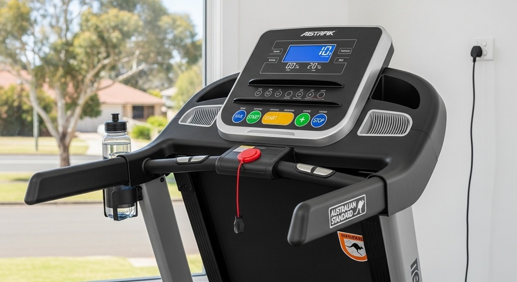 Running belt and motor components of a home treadmill