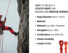 Static rope used in vertical rescue rigging system