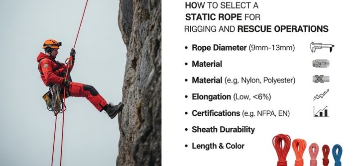 Static rope used in vertical rescue rigging system