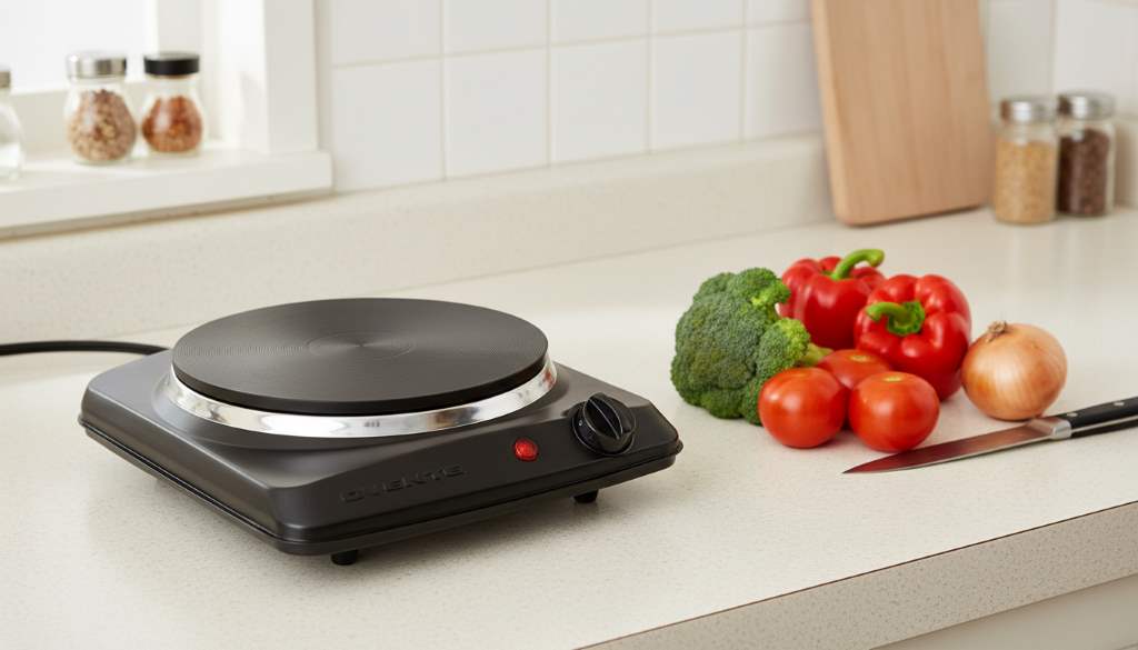 the internal working mechanism of an induction single burner hot plate with magnetic field lines