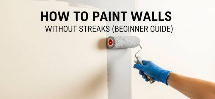 beginner painting wall with roller without streaks