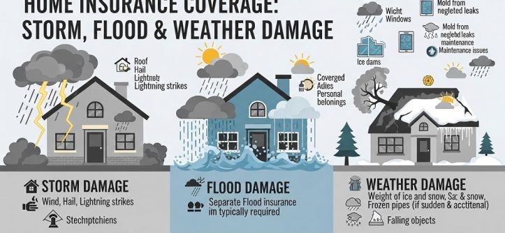Storm-damaged residential roof after heavy wind insurance claim example