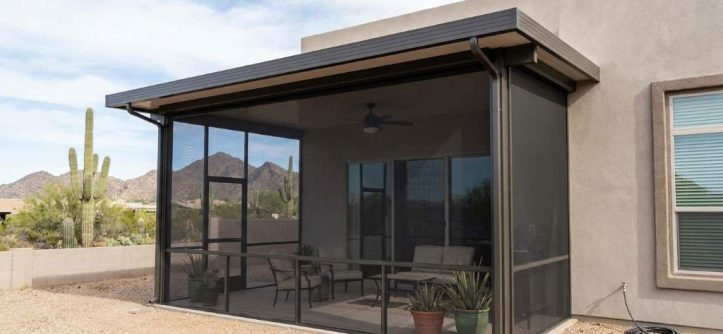 Modern outdoor room enclosure in Phoenix Arizona backyard