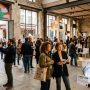 Visitors exploring contemporary design installations during Paris Design Week 2026 in the Marais district