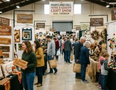 Visitors browsing handmade crafts and home décor at the Maryland Fall Home and Garden Craft Show 2026 in Timonium