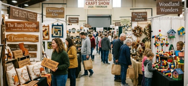 Visitors browsing handmade crafts and home décor at the Maryland Fall Home and Garden Craft Show 2026 in Timonium
