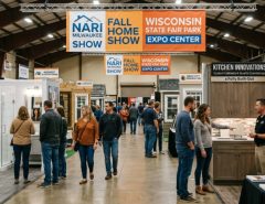 Visitors exploring home remodeling displays at the NARI Milwaukee Fall Home Show at Wisconsin State Fair Park Expo Center