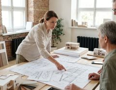 Architect meeting with client about custom home design