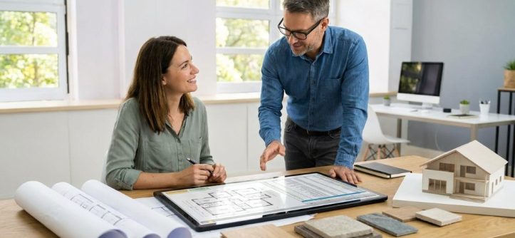 Custom home design cost breakdown chart on paper