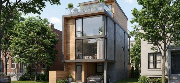 Custom home design for small lots with vertical layout