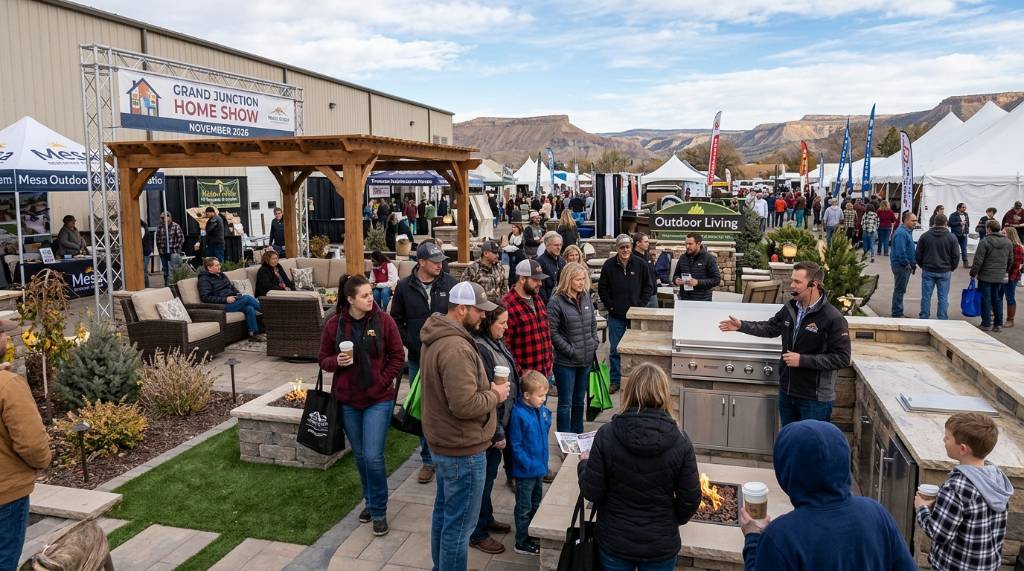 Families and homeowners attending an outdoor living demonstration at the Grand Junction Home Show in November 2026