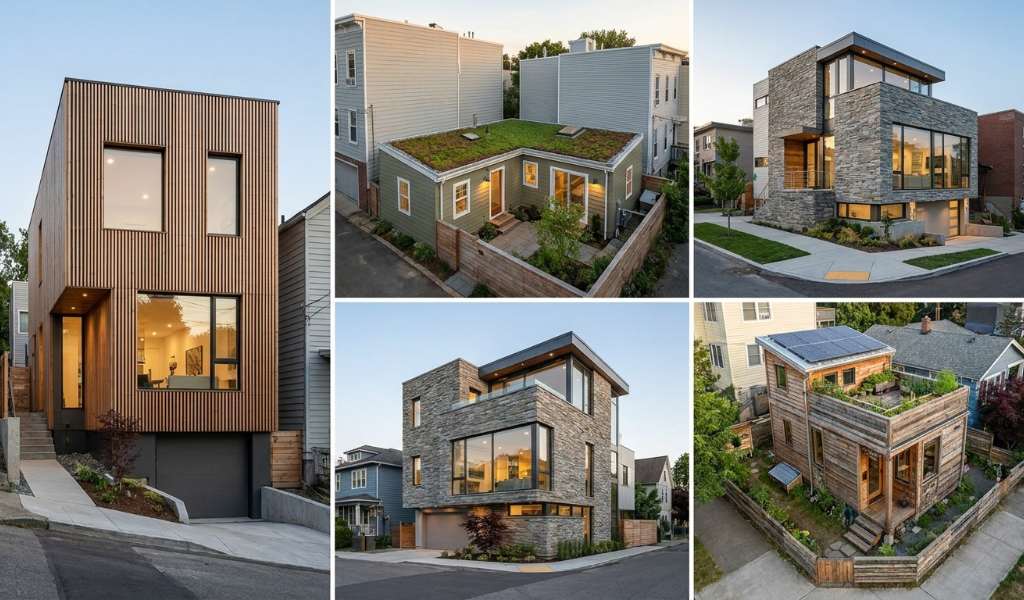 Narrow lot house with skylight bringing in natural light