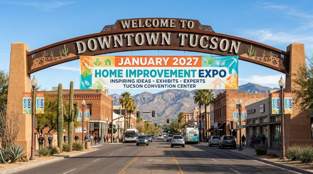 Downtown Tucson entrance sign for the January 2027 home improvement expo