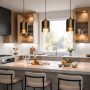 Pendant lights over a kitchen island showing layered task and ambient lighting
